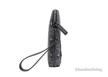 MCM Veritas Medium Dark Grey Denim Monogram Clutch Pouch