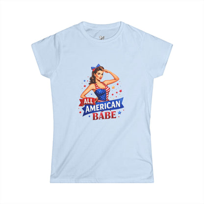 Women's Tee — All American Babe Tee - Patriotic Pinup T-Shirt (4th of July)