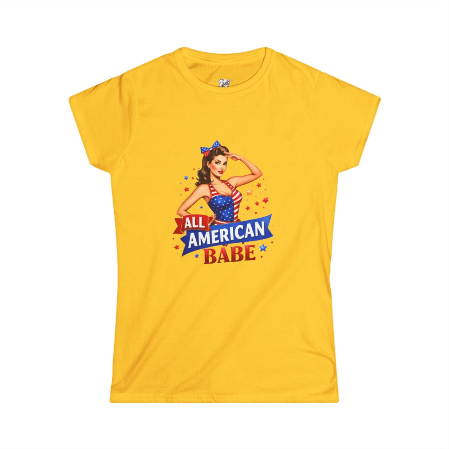Women's Tee — All American Babe Tee - Patriotic Pinup T-Shirt (4th of July)