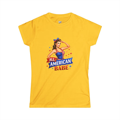 Women's Tee — All American Babe Tee - Patriotic Pinup T-Shirt (4th of July)