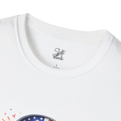 Unisex — Men's and Women's — Kick-Ass USA Skull T-Shirt — Patriotic American Flag Military Helmet Tee