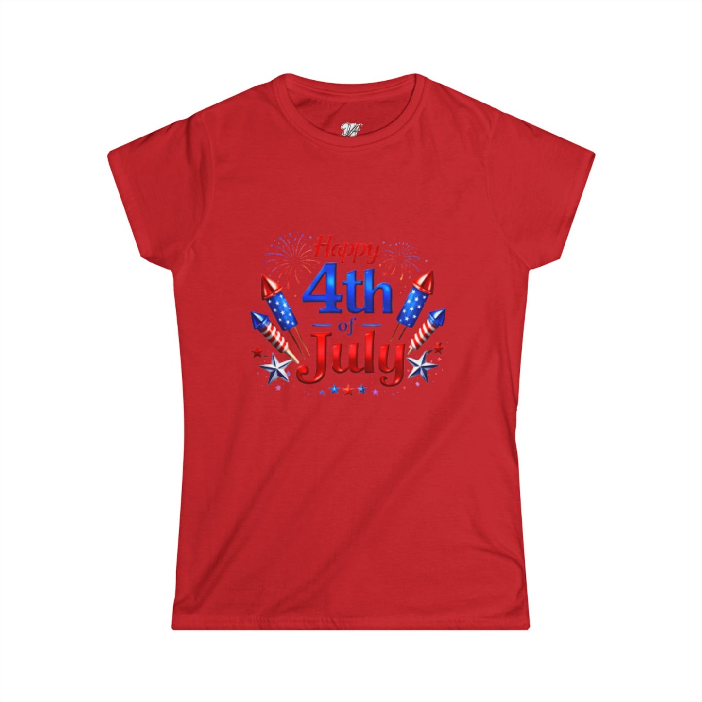 Women's Tee — "Happy 4th of July" Patriotic Fireworks T-Shirt