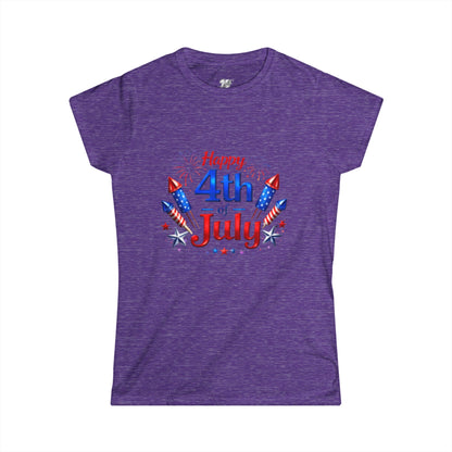 Women's Tee — "Happy 4th of July" Patriotic Fireworks T-Shirt