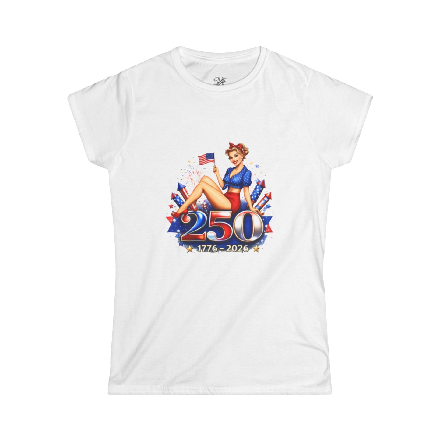 Women's Tee — 250th Anniversary Pinup Tee - 1776-2026 Patriotic Fourth of July Shirt