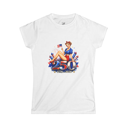 Women's Tee — 250th Anniversary Pinup Tee - 1776-2026 Patriotic Fourth of July Shirt