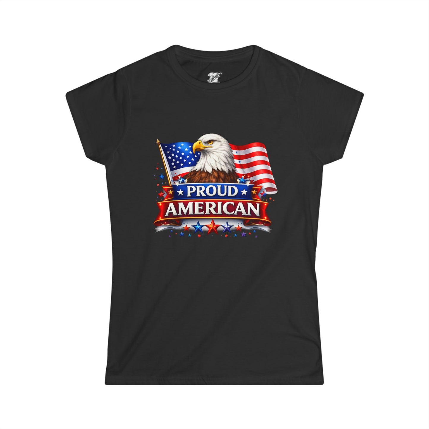 Women's Tee — Proud American — Bald Eagle & Flag Patriotic T-Shirt