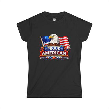 Women's Tee — Proud American — Bald Eagle & Flag Patriotic T-Shirt
