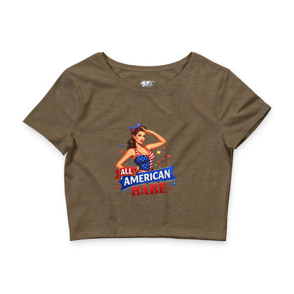Women’s Crop Top — All American Babe Crop Tee — Patriotic 4th of July