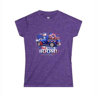 Women's Tee — Red White & Boom! Patriotic 1776-2026 Fourth of July Truck Design