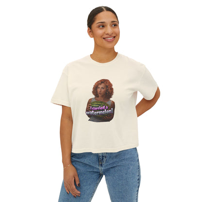 Women's Boxy Tee — I Carried a Watermelon Funny Graphic Crop Shirt