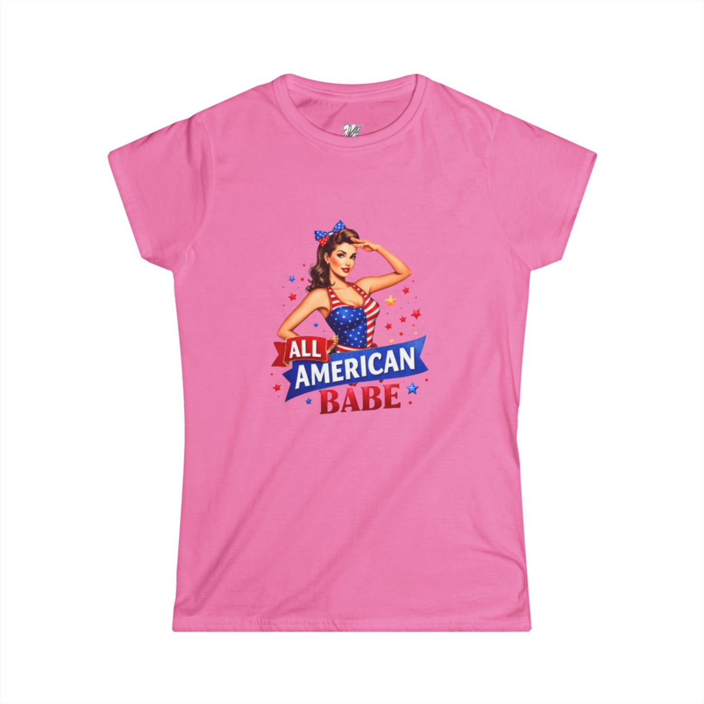 Women's Tee — All American Babe Tee - Patriotic Pinup T-Shirt (4th of July)