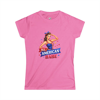 Women's Tee — All American Babe Tee - Patriotic Pinup T-Shirt (4th of July)