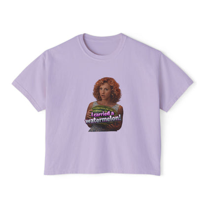 Women's Boxy Tee — I Carried a Watermelon Funny Graphic Crop Shirt
