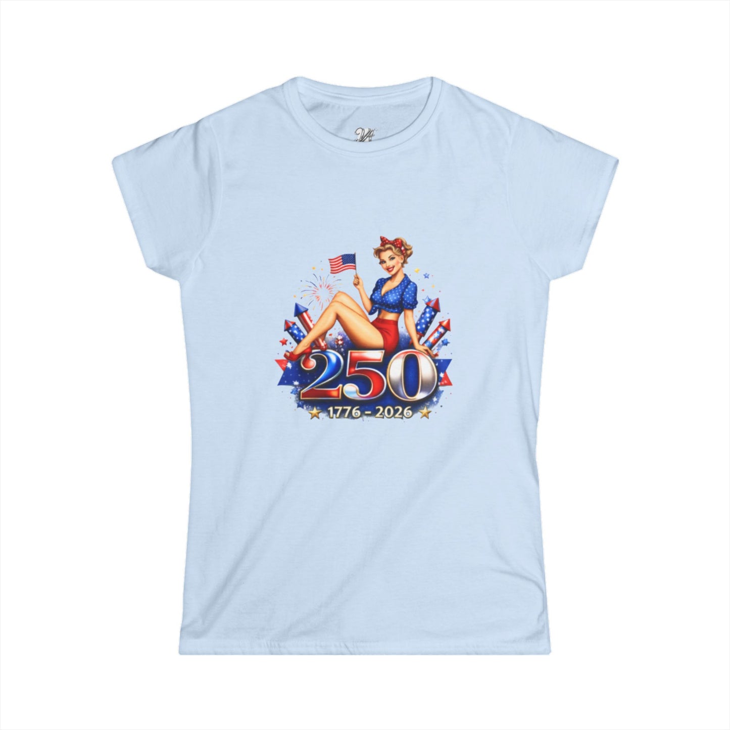 Women's Tee — 250th Anniversary Pinup Tee - 1776-2026 Patriotic Fourth of July Shirt