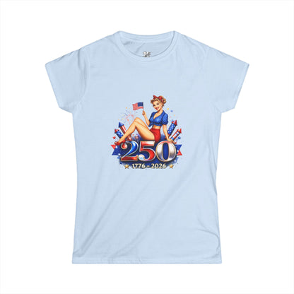 Women's Tee — 250th Anniversary Pinup Tee - 1776-2026 Patriotic Fourth of July Shirt