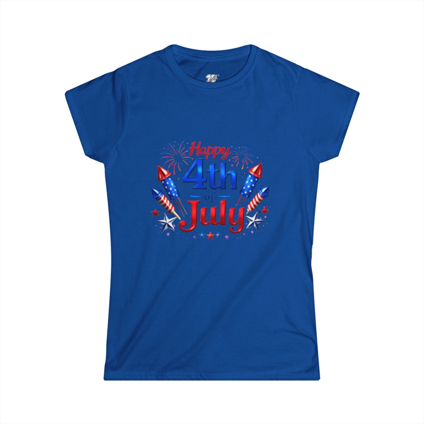 Women's Tee — "Happy 4th of July" Patriotic Fireworks T-Shirt