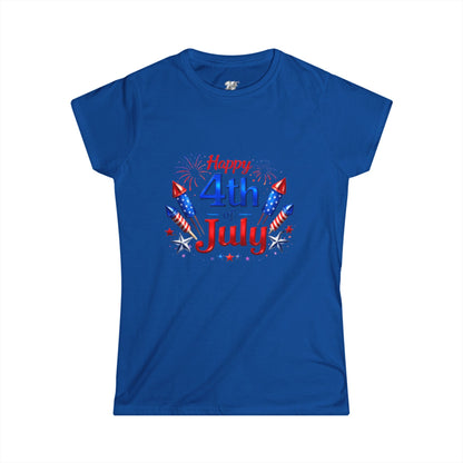 Women's Tee — "Happy 4th of July" Patriotic Fireworks T-Shirt