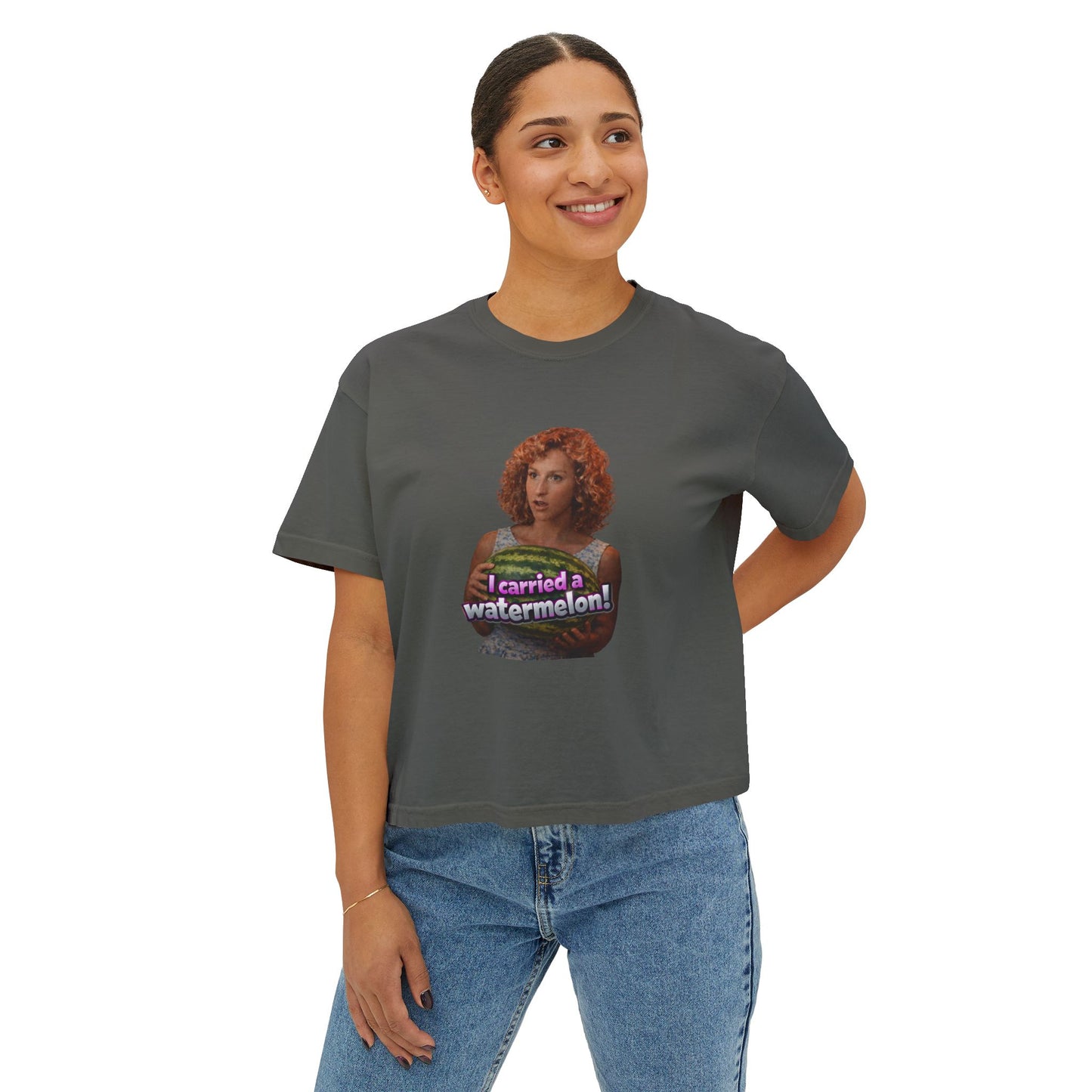 Women's Boxy Tee — I Carried a Watermelon Funny Graphic Crop Shirt