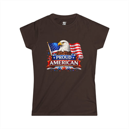 Women's Tee — Proud American — Bald Eagle & Flag Patriotic T-Shirt