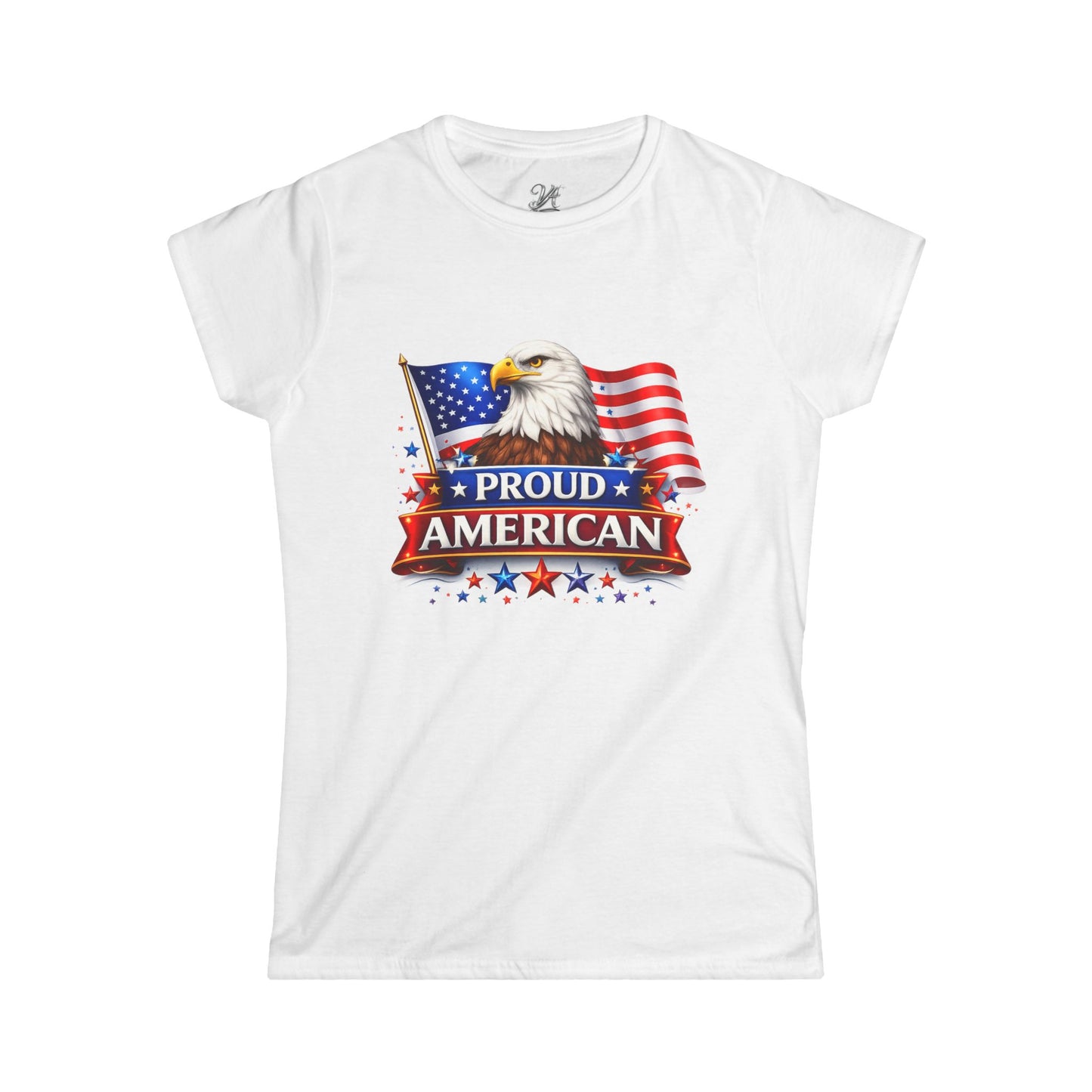 Women's Tee — Proud American — Bald Eagle & Flag Patriotic T-Shirt