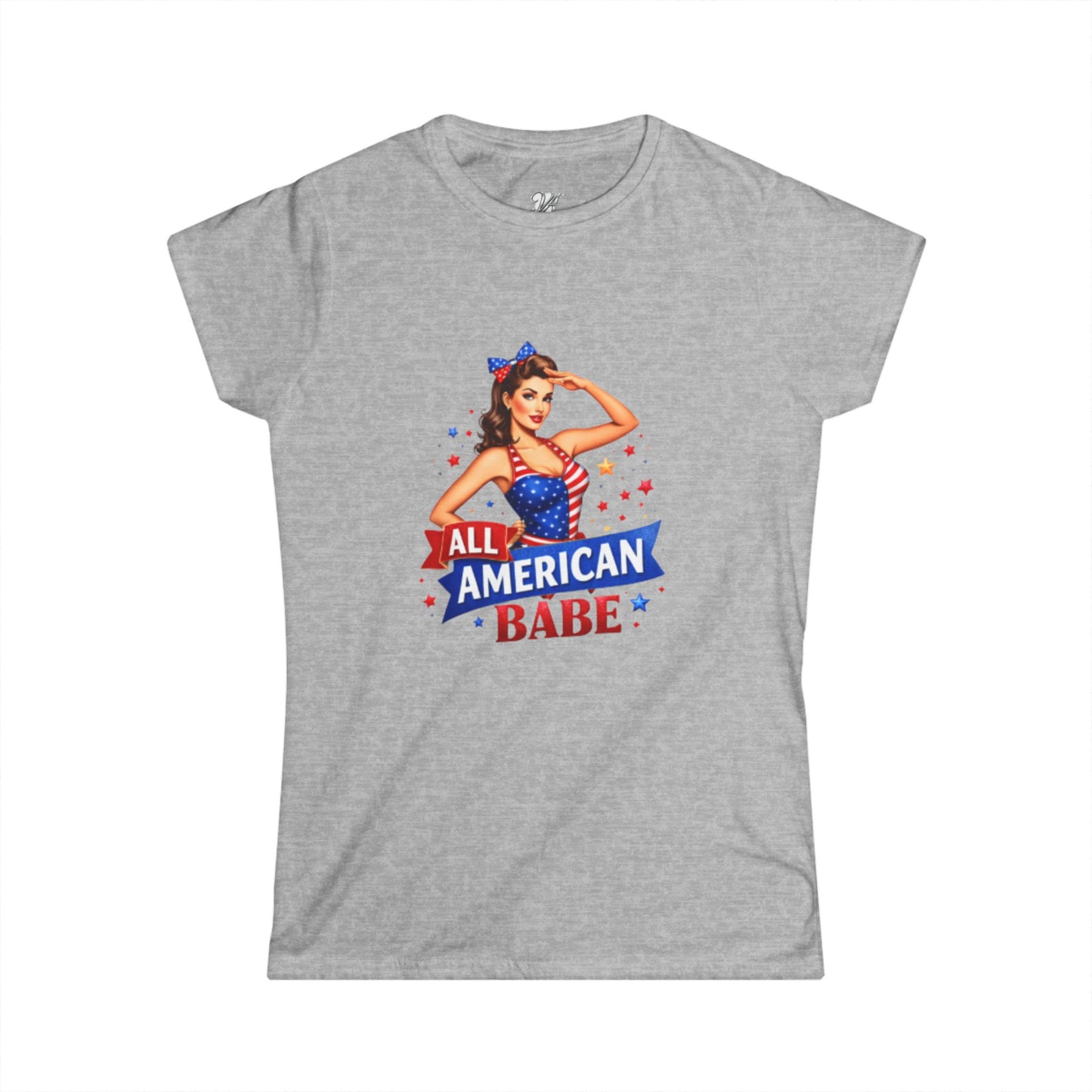 Women's Tee — All American Babe Tee - Patriotic Pinup T-Shirt (4th of July)