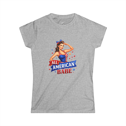 Women's Tee — All American Babe Tee - Patriotic Pinup T-Shirt (4th of July)