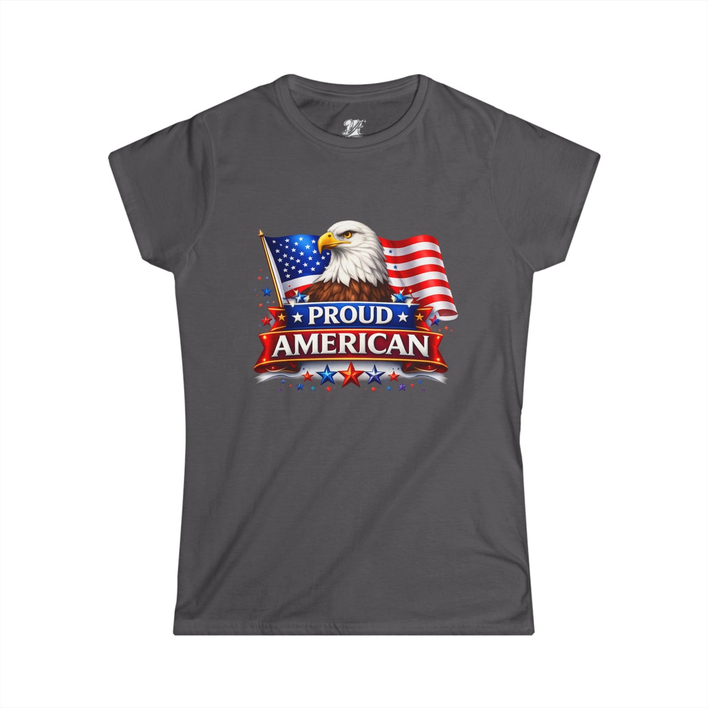 Women's Tee — Proud American — Bald Eagle & Flag Patriotic T-Shirt