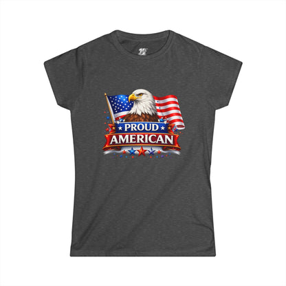 Women's Tee — Proud American — Bald Eagle & Flag Patriotic T-Shirt