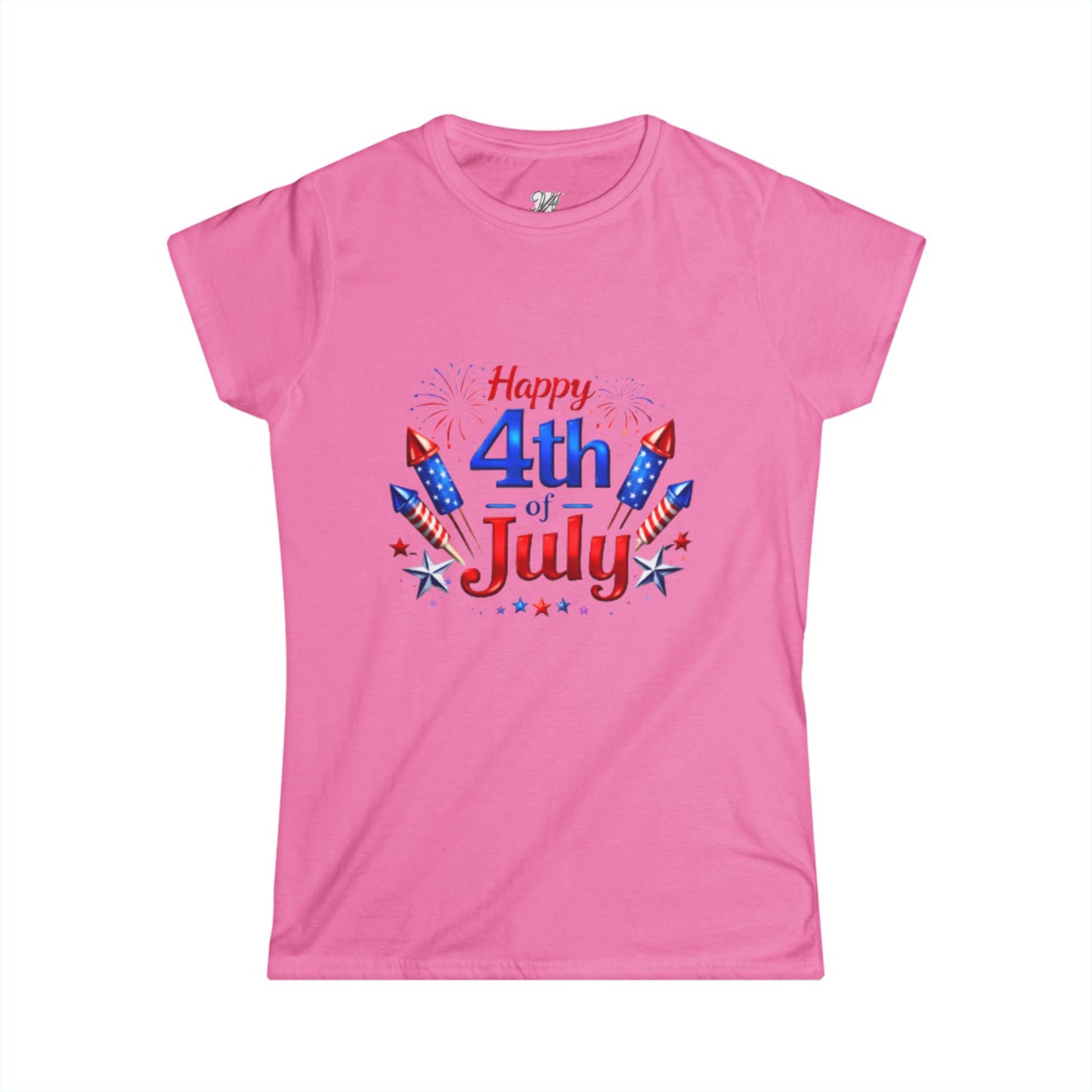 Women's Tee — "Happy 4th of July" Patriotic Fireworks T-Shirt